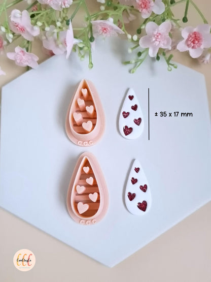 Emporte-pièces 3D en forme de gouttes et cœurs estampés pour la fabrication de bijoux en argile polymère