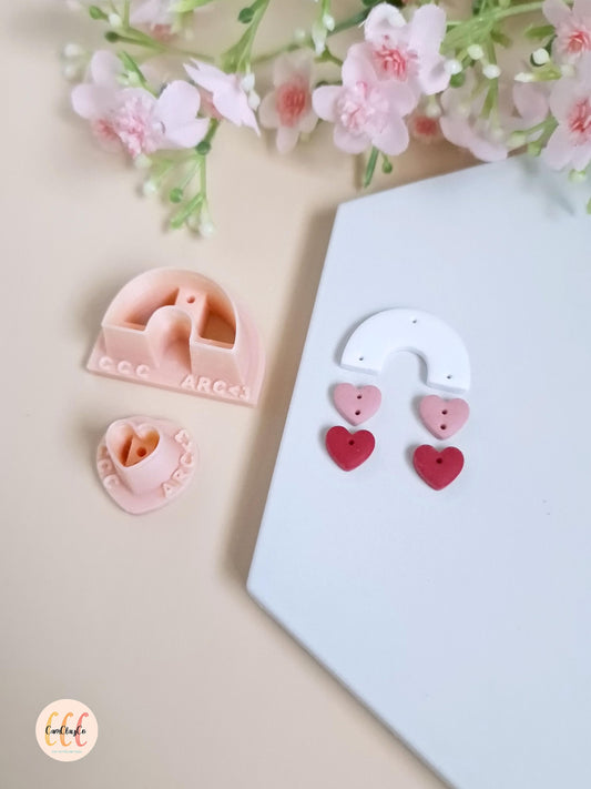 Set d'emporte-pièces 3D en forme d'arc et petit cœur pour la fabrication de bijoux en argile polymère
