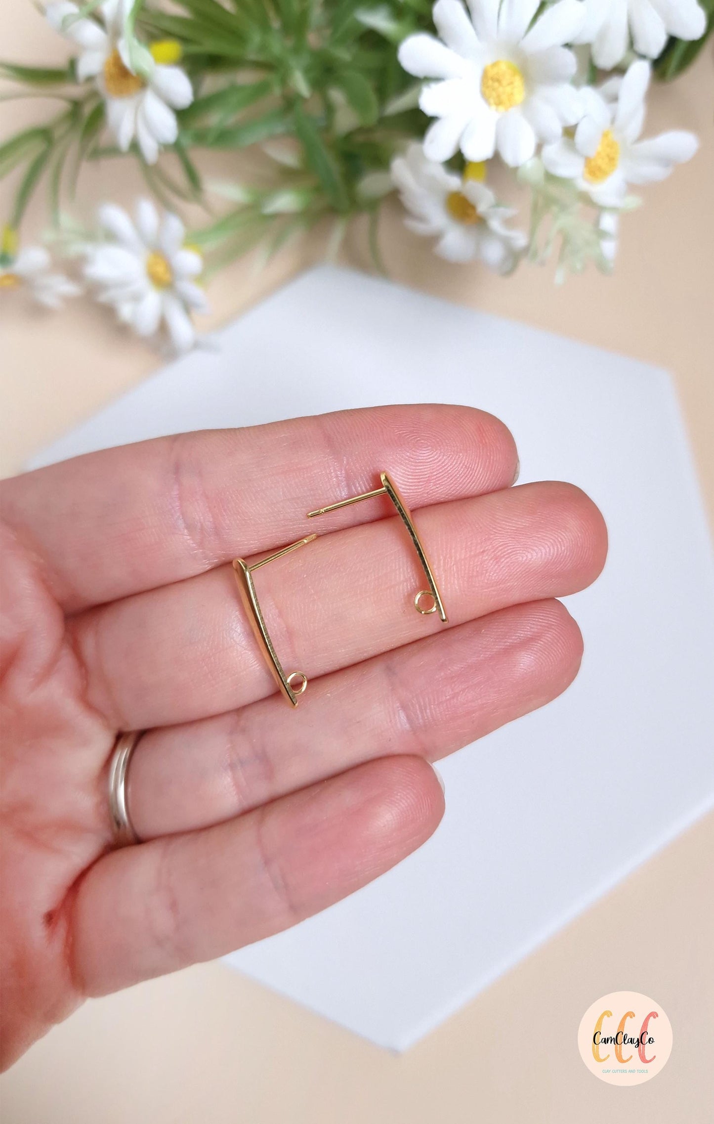 Boucles d'oreilles barres en acier inoxydable pour la fabrication de bijoux, doré et argenté - 2 pièces