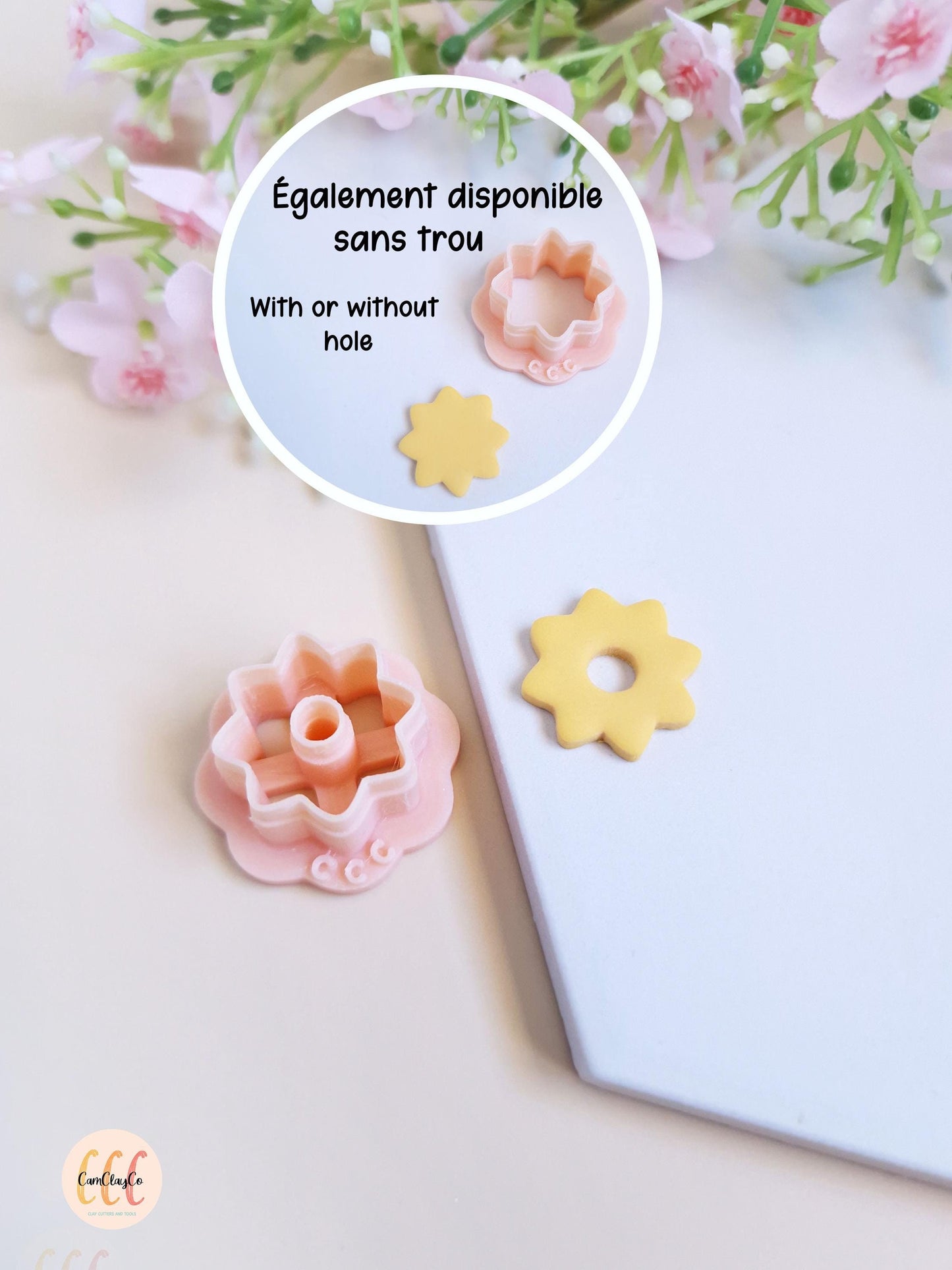 Emporte-pièce 3D en forme de fleur 8 pétales pointus pour la fabrication de bijoux en argile polymère, créoles interchangeables, pampilles