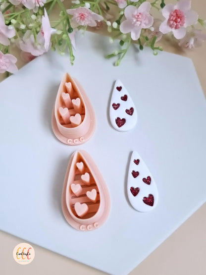 Emporte-pièces 3D en forme de gouttes et cœurs estampés pour la fabrication de bijoux en argile polymère