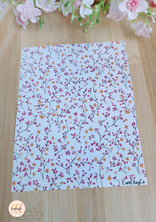 Feuille de transfert soluble à l'eau pour la fabrication de bijoux en argile polymère - Spring Flowers 024