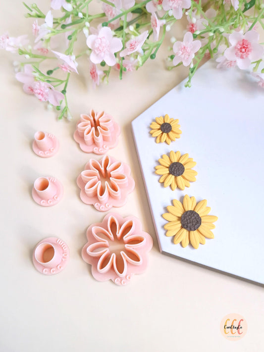 Emporte-pièces 3D en forme de marguerite ou tournesol pour la fabrication de bijoux en argile polymère