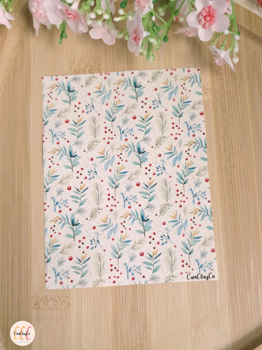 Feuille de transfert soluble à l'eau - Feuillage Noël 08