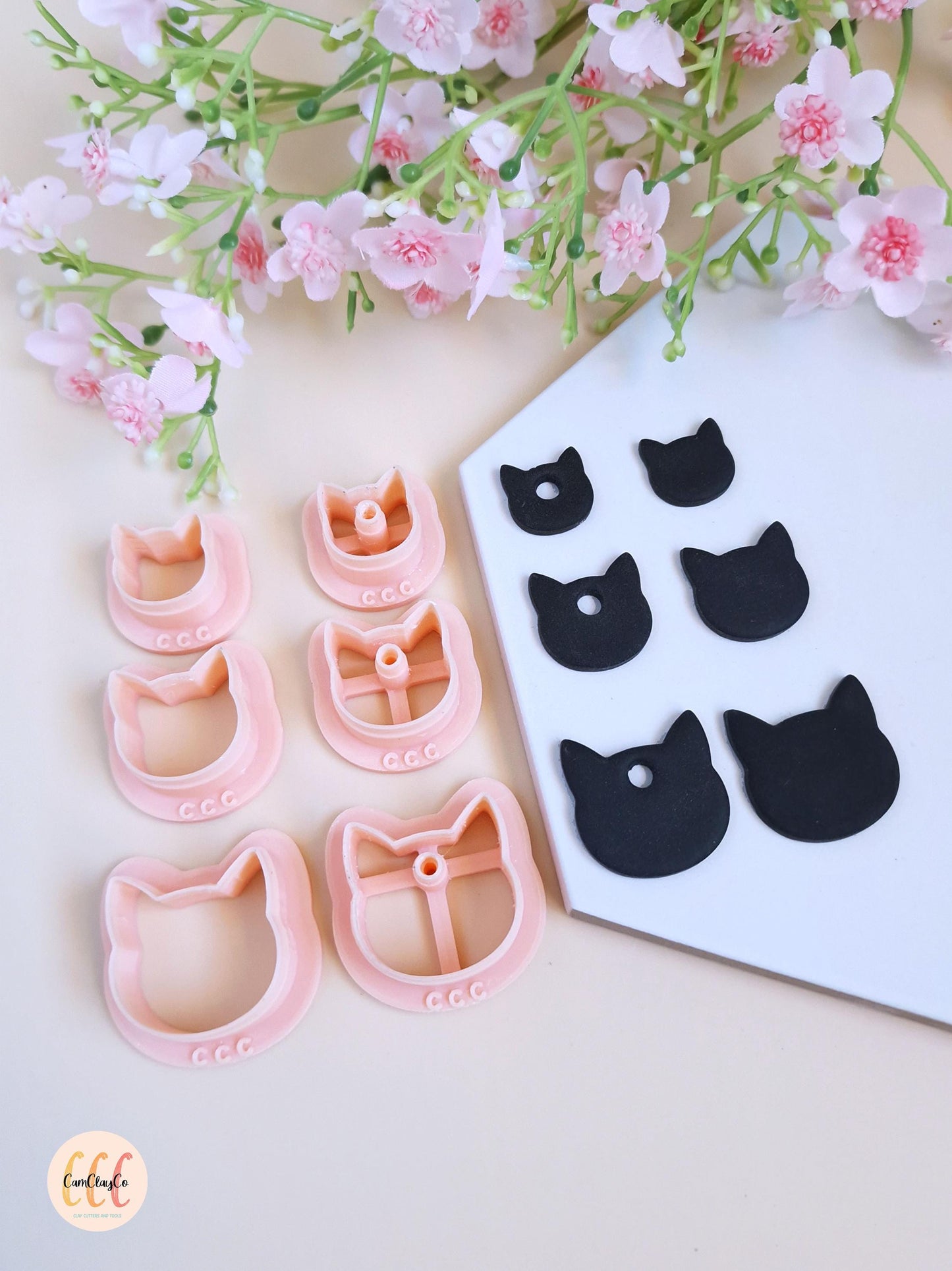 Emporte-pièces 3D en forme de têtes de chats pour la fabrication de bijoux en argile polymère, créoles interchangeables