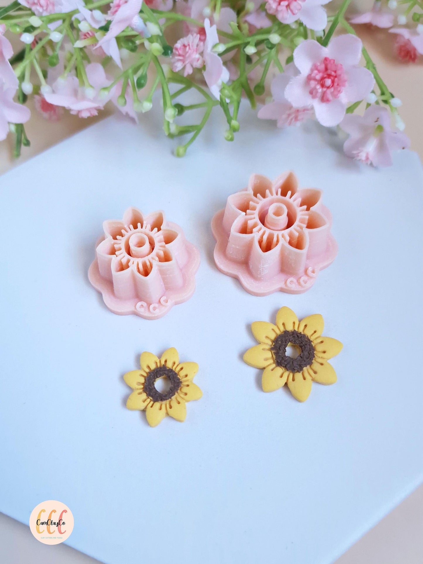 Emporte-pièces 3D tournesols 8 pétales pour la fabrication de bijoux en argile polymère, créoles interchangeables, pampilles