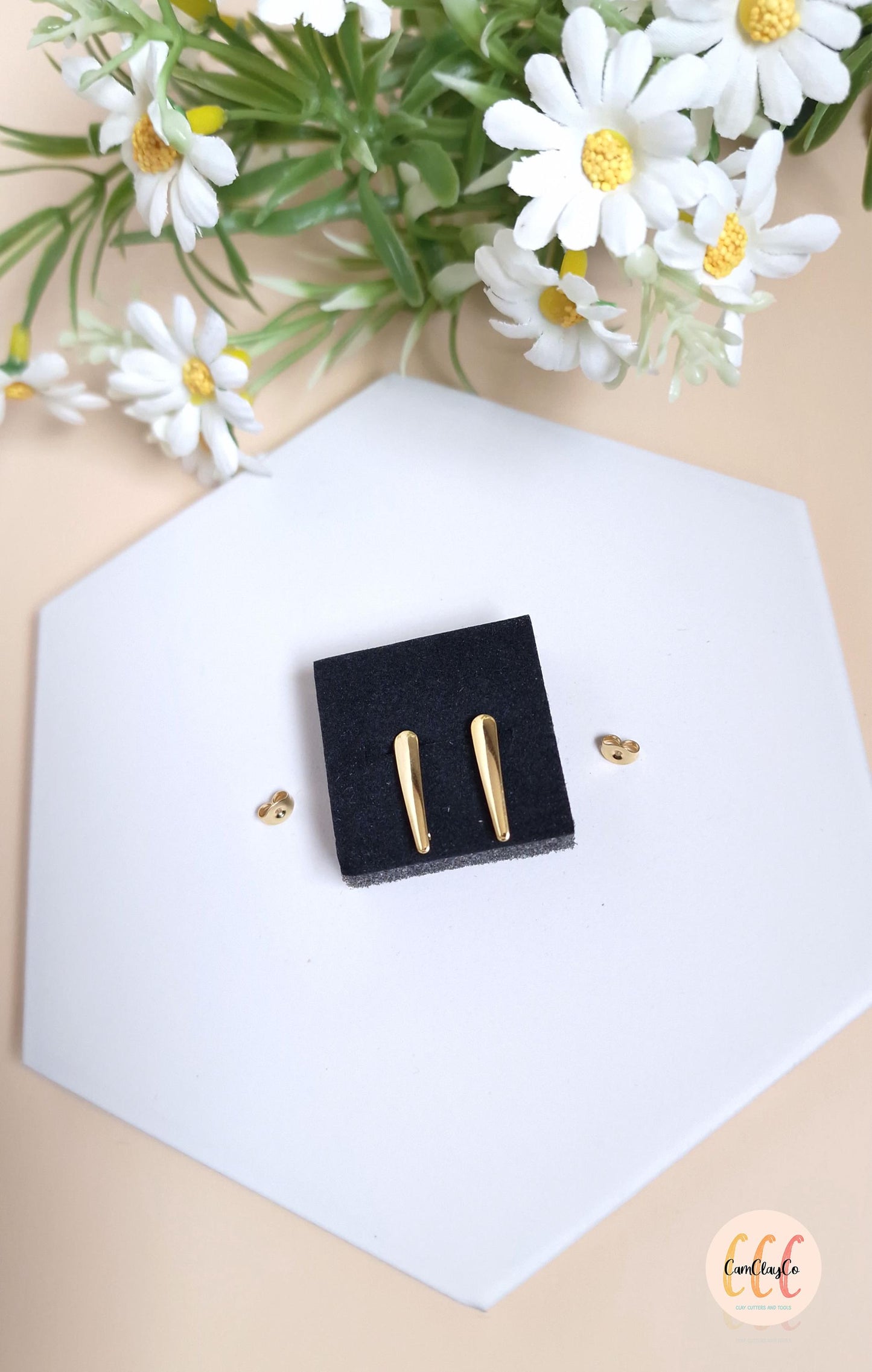 Boucles d'oreilles barres en acier inoxydable pour la fabrication de bijoux, doré et argenté - 2 pièces
