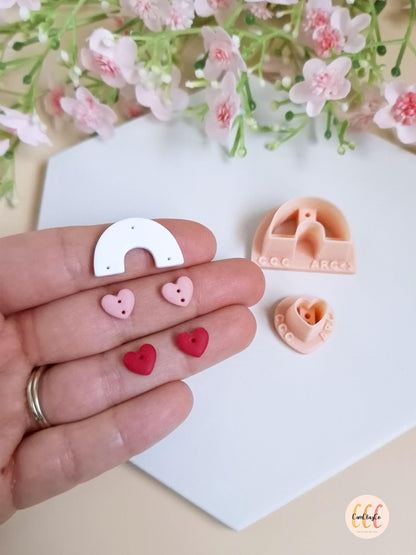 Set d'emporte-pièces 3D en forme d'arc et petit cœur pour la fabrication de bijoux en argile polymère