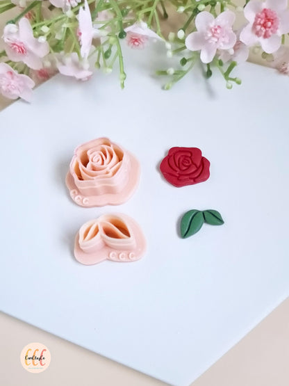 Set d'emporte-pièces 3D en forme de rose et feuilles pour la fabrication de bijoux en argile polymère