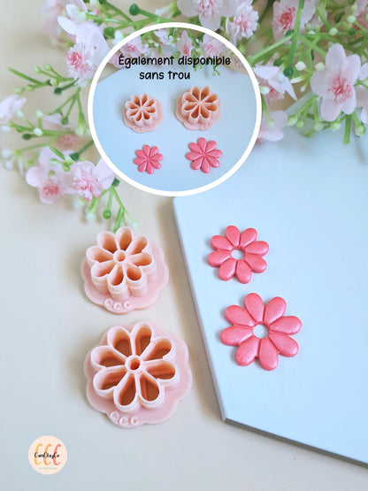 Emporte-pièces 3D fleurs 8 pétales pour la fabrication de bijoux en argile polymère, créoles interchangeables
