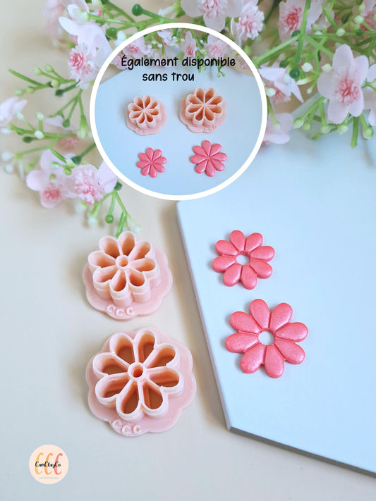 Emporte-pièces 3D fleurs 8 pétales pour la fabrication de bijoux en argile polymère, créoles interchangeables