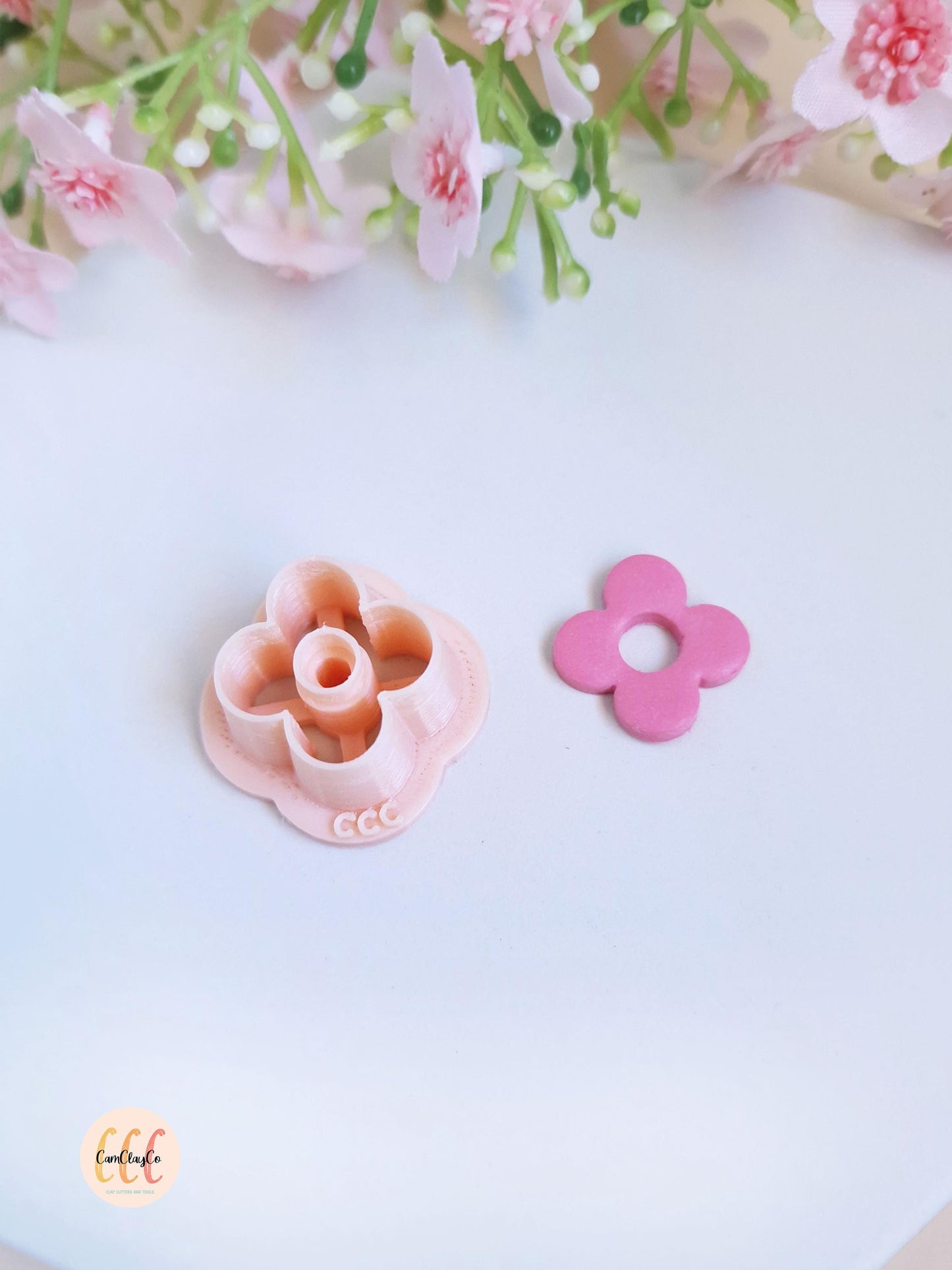 Emporte-pièces 3D en forme de fleur donut 4 pétales pour la fabrication de bijoux en argile polymère