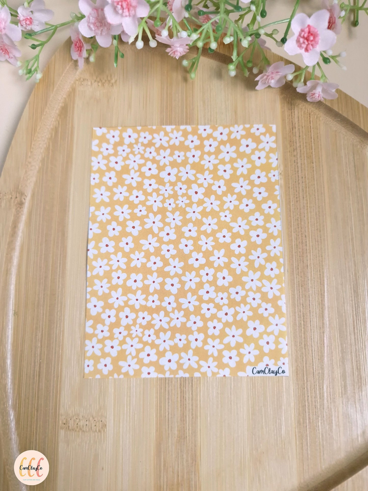 Feuille de transfert soluble à l'eau pour la fabrication de bijoux en argile polymère - Flowers 06