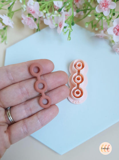 Emporte-pièce 3D en forme de triple  cercle donut pour la fabrication de bijoux en argile polymère, créoles interchangeables, pampilles