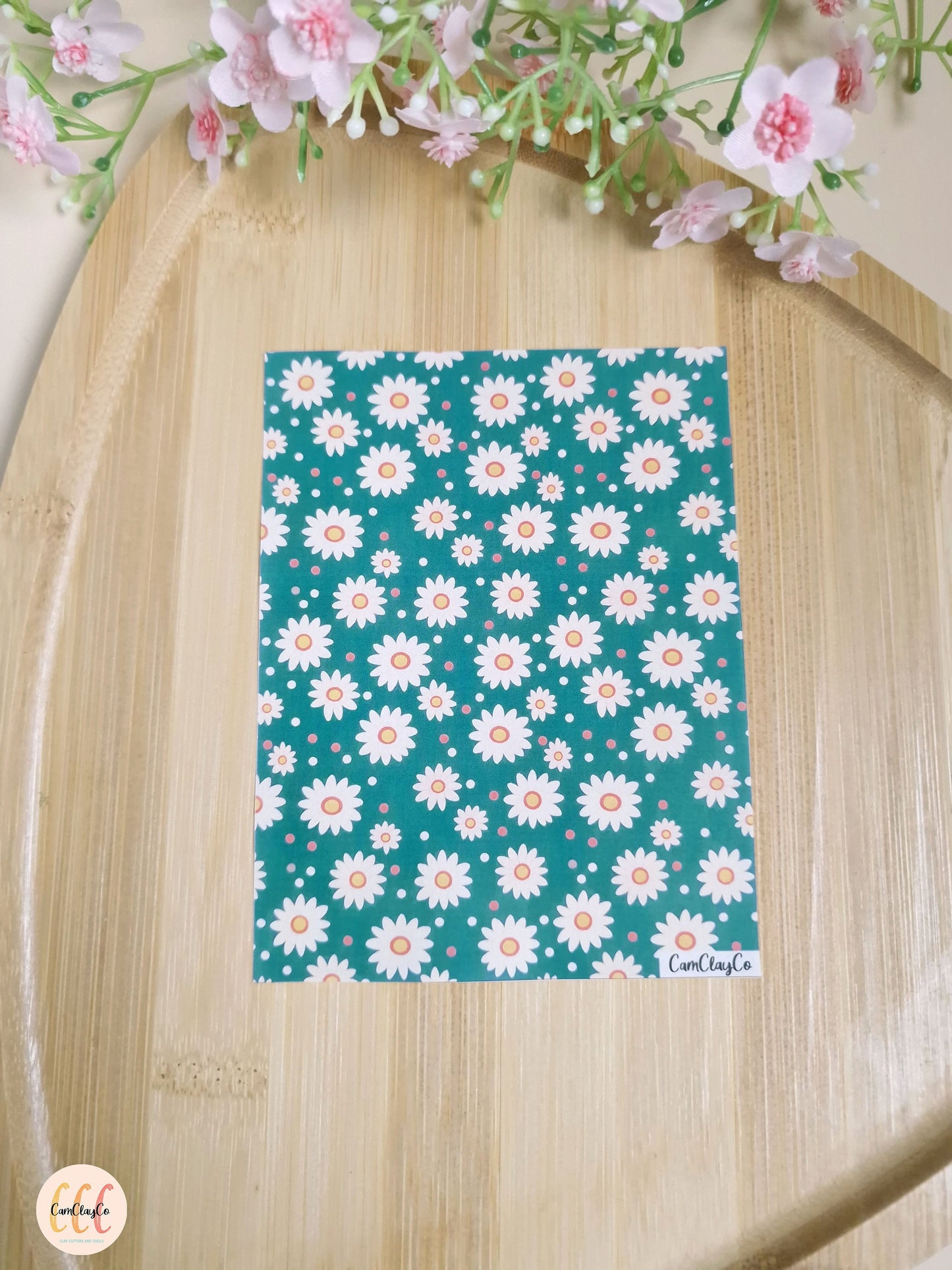 Feuille de transfert soluble à l'eau pour la fabrication de bijoux en argile polymère - Flowers 07