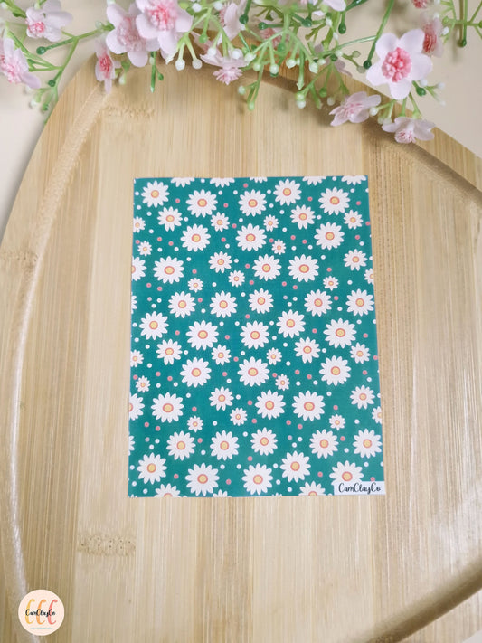 Feuille de transfert soluble à l'eau pour la fabrication de bijoux en argile polymère - Flowers 07