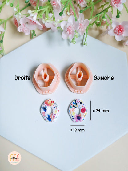 Emporte-pièce 3D forme organique pour la fabrication de bijoux en argile polymère, créoles interchangeables, pampilles - FO01
