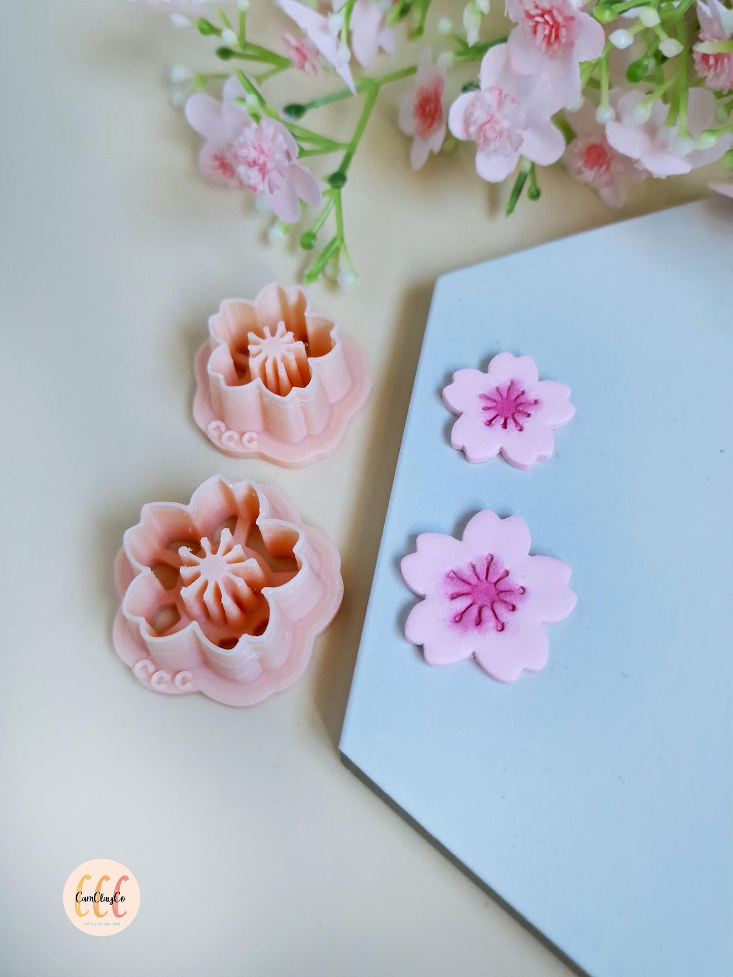 Emporte-pièces 3D fleurs de cerisiers pour la fabrication de bijoux en argile polymère, créoles interchangeables, pampilles