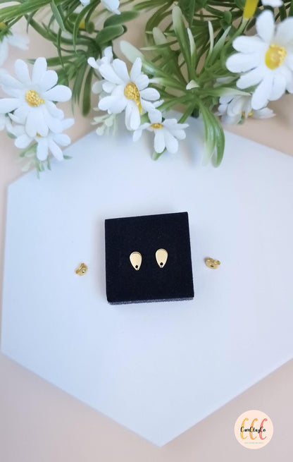 Boucles d'oreilles petites gouttes en acier inoxydable pour la fabrication de bijoux, doré et argenté - 2 pièces