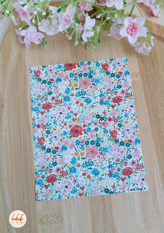 Feuille de transfert soluble à l'eau pour la fabrication de bijoux en argile polymère - Spring Flowers 011