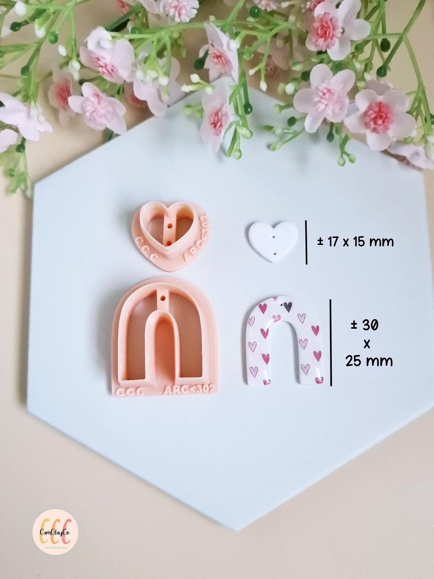 Set d'emporte-pièces 3D en forme de cœur et d'arche pour la fabrication de bijoux en argile polymère, avec guides de perçage
