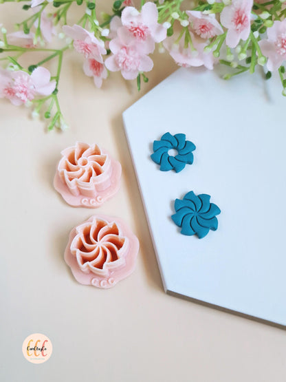 Emporte-pièces 3D fleurs spirales 8 pétales pour la fabrication de bijoux en argile polymère, pampilles pour créoles interchangeables