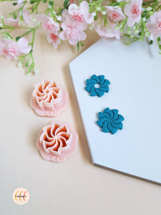 Emporte-pièces 3D fleurs spirales 8 pétales pour la fabrication de bijoux en argile polymère, pampilles pour créoles interchangeables