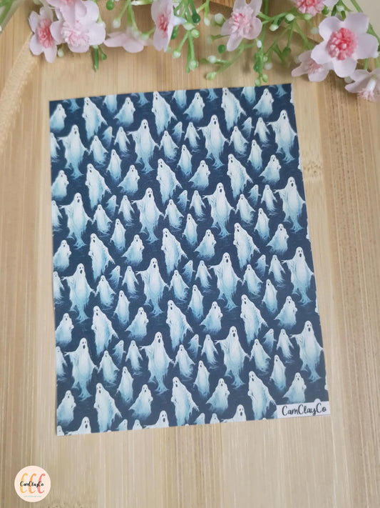 Feuille de transfert soluble à l'eau pour la fabrication de bijoux en argile polymère - Fantômes 01