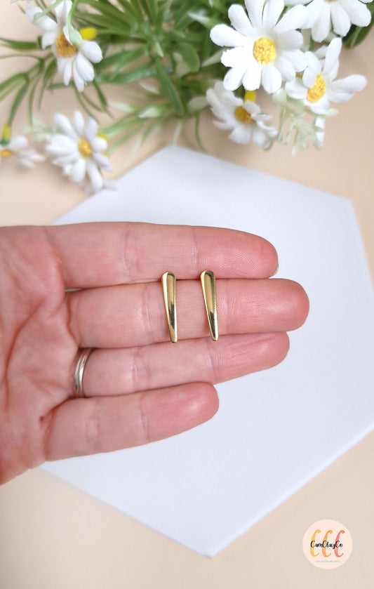Boucles d'oreilles barres en acier inoxydable pour la fabrication de bijoux, doré et argenté - 2 pièces