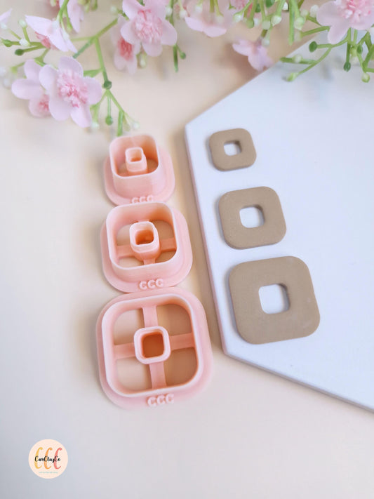 Emporte-pièces 3D en forme de carrés arrondis donuts pour la fabrication de bijoux en argile polymère