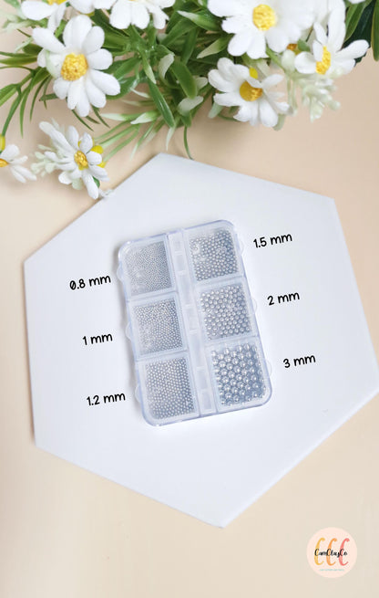 Microbilles, perles caviar argentées - Accessoires bijoux pour argile polymère