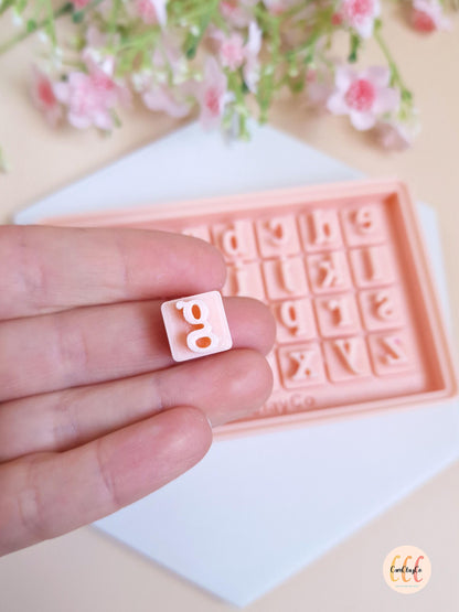 Tampons 3D alphabet pour la fabrication de bijoux en argile polymère - Minuscules 7-10 mm
