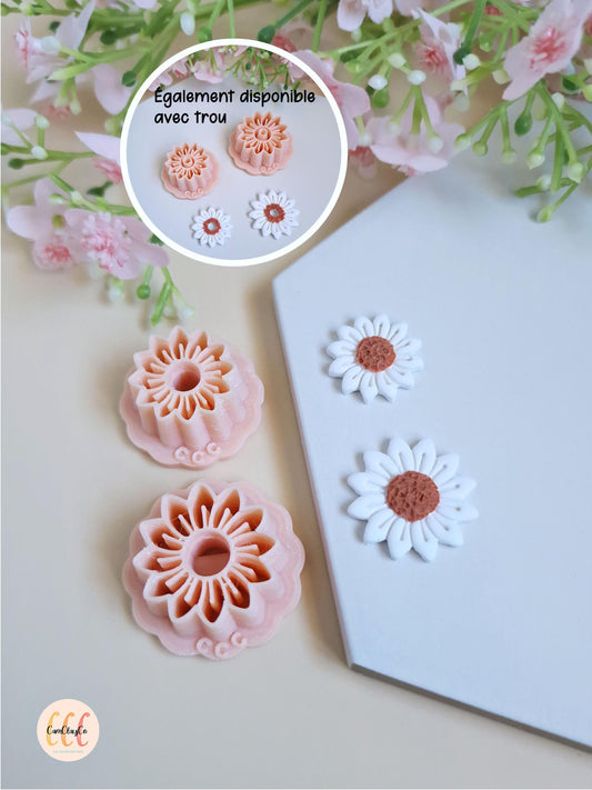 Emporte-pièces 3D tournesols 12 pétales pour la fabrication de bijoux en argile polymère, créoles interchangeables, pampilles