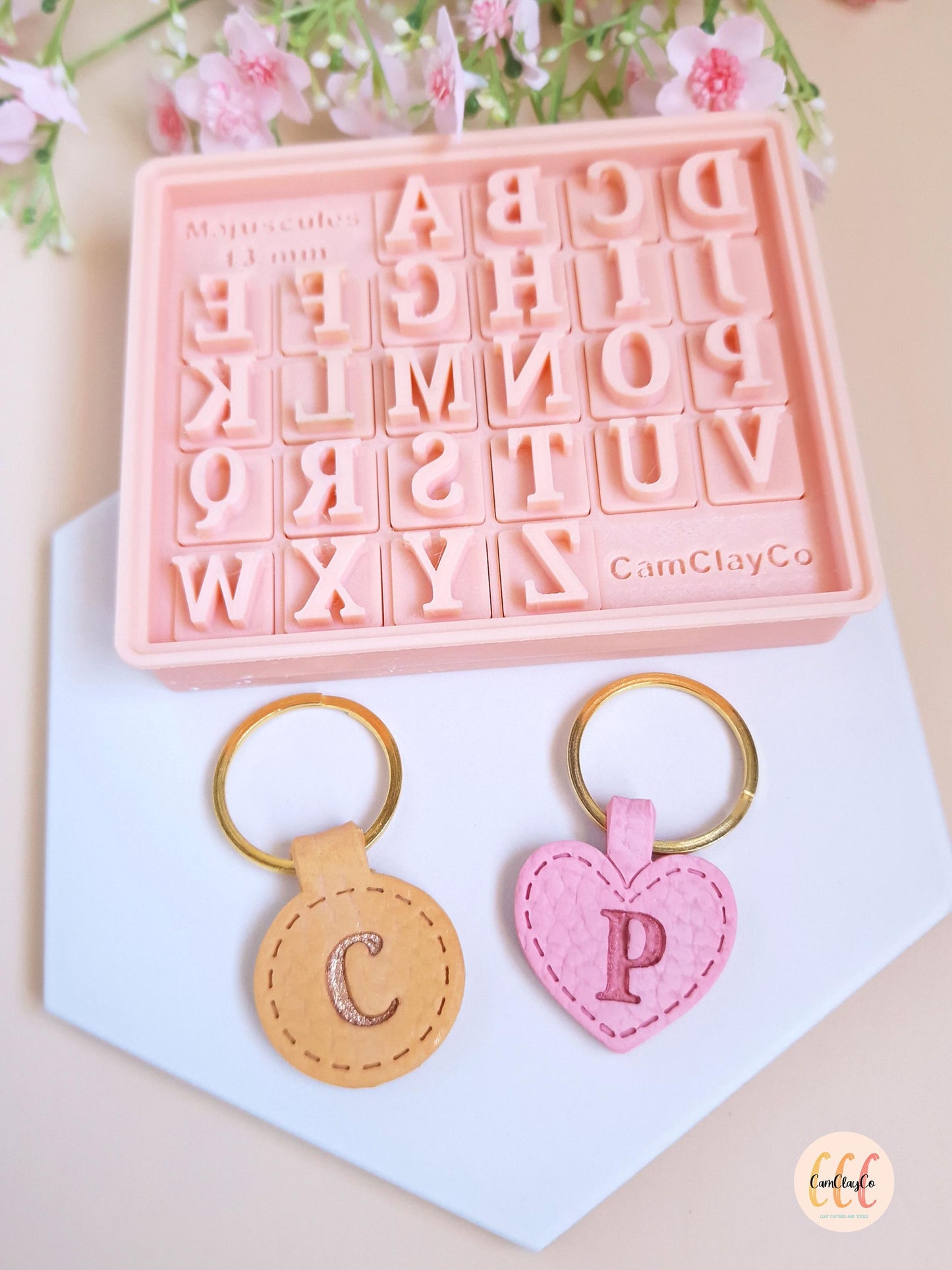 Tampons 3D alphabet pour la fabrication de bijoux en argile polymère - Majuscules 13 mm