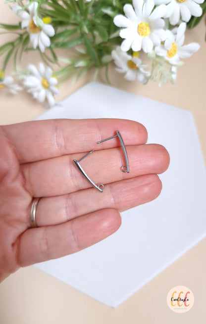 Boucles d'oreilles barres en acier inoxydable pour la fabrication de bijoux, doré et argenté - 2 pièces