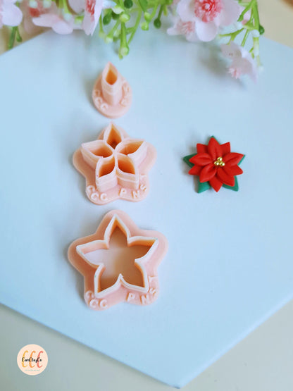 Emporte-pièce 3D en forme de fleur poinsettia pour la fabrication de bijoux en argile polymère