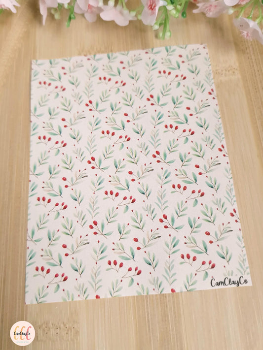 Feuille de transfert soluble à l'eau - Feuillage Noël 04