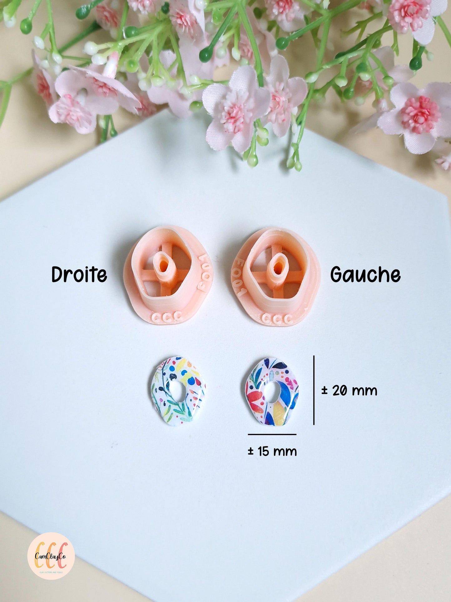 Emporte-pièce 3D forme organique pour la fabrication de bijoux en argile polymère, créoles interchangeables, pampilles - FO01