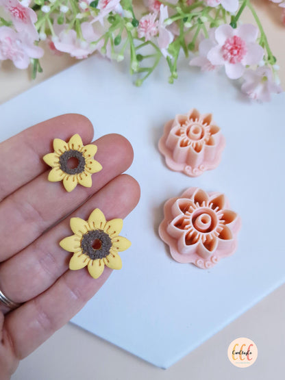 Emporte-pièces 3D tournesols 8 pétales pour la fabrication de bijoux en argile polymère, créoles interchangeables, pampilles