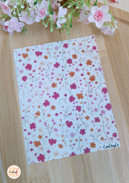 Water Soluble Transfer Sheet for Polymer Clay Jewelry Making - Spring Flowers 026