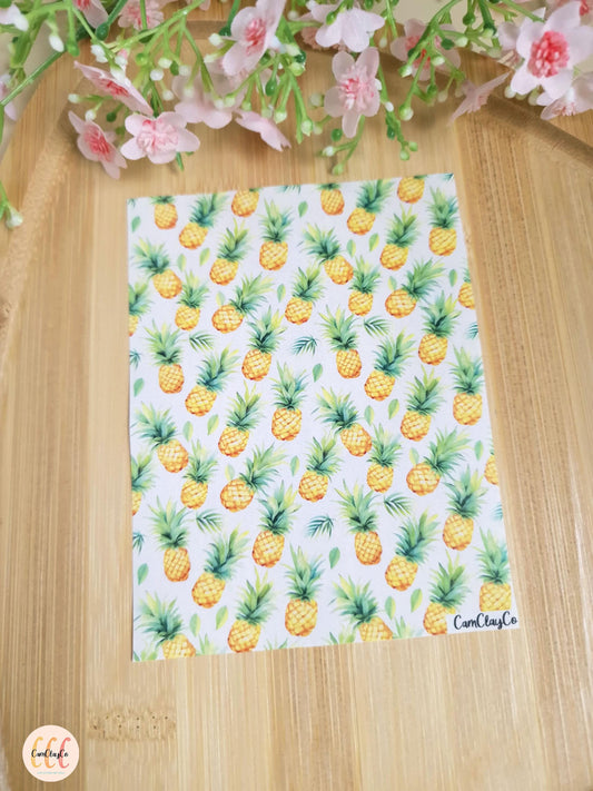 Feuille de transfert soluble à l'eau pour la fabrication de bijoux en argile polymère - Pineapple 01