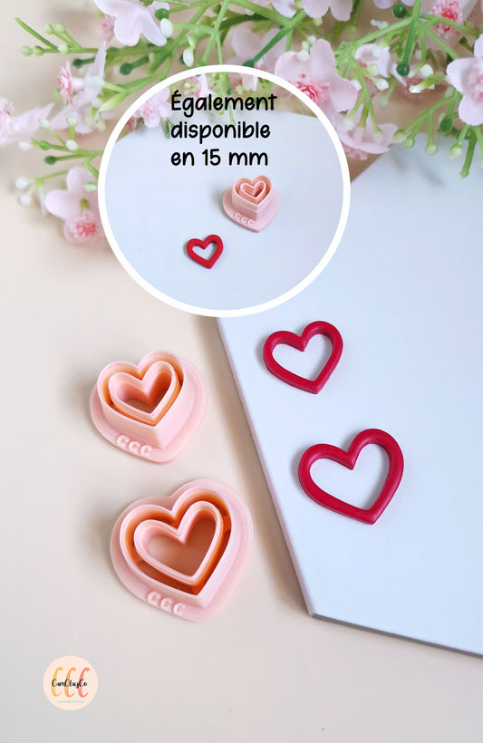 Emporte-pièces 3D en forme de cœurs creux pour la fabrication de bijoux en argile polymère