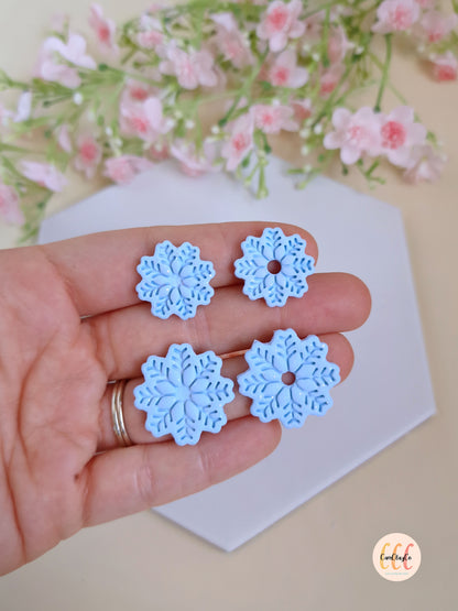 Emporte-pièces 3D en forme de flocons estampés Noël pour la fabrication de bijoux en argile polymère, créoles interchangeables, pampilles