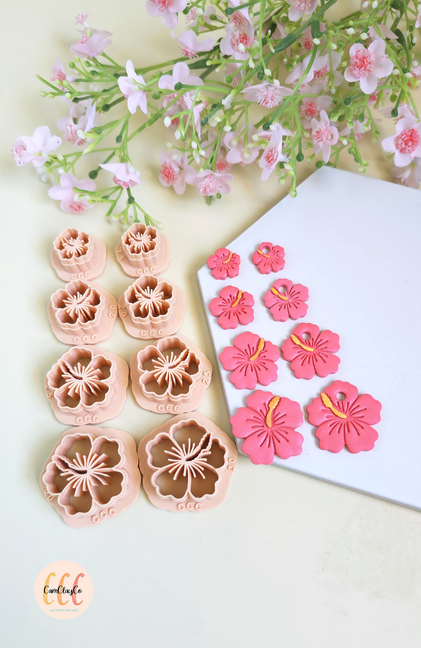 Emporte-pièces 3D en forme de fleurs d'hibiscus pour la fabrication de bijoux en argile polymère, pampilles, créoles interchangeables