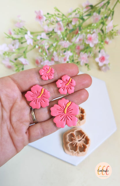 Emporte-pièces 3D en forme de fleurs d'hibiscus pour la fabrication de bijoux en argile polymère, pampilles, créoles interchangeables