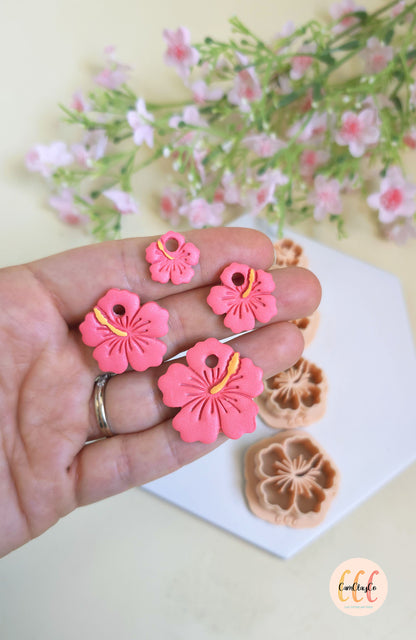 Emporte-pièces 3D en forme de fleurs d'hibiscus pour la fabrication de bijoux en argile polymère, pampilles, créoles interchangeables