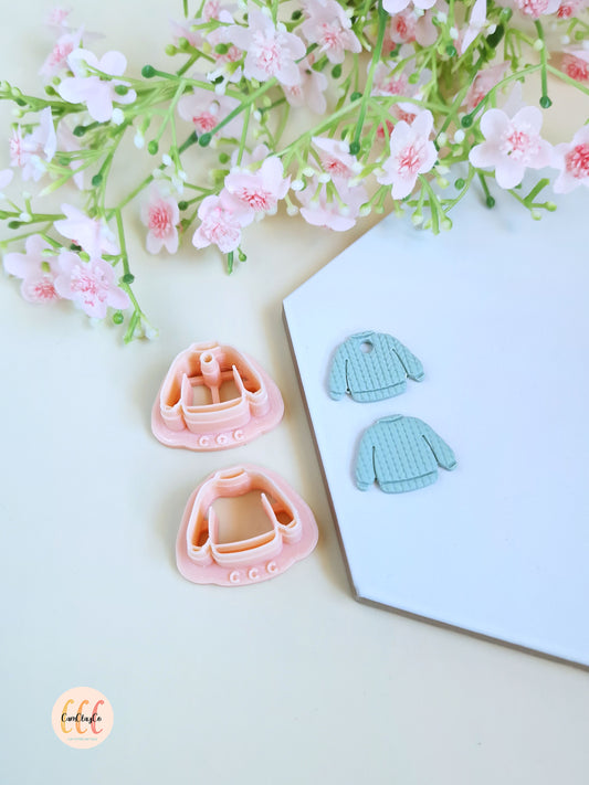 Emporte-pièces 3D en forme de pulls Noël pour la fabrication de bijoux en argile polymère, créoles interchangeables, pampilles