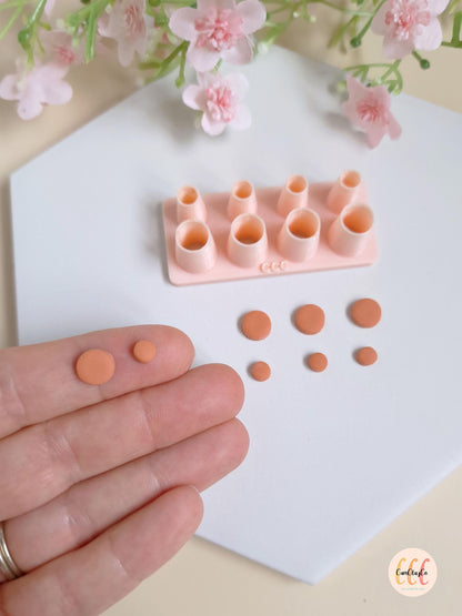 Emporte-pièce 3D en forme de petits cercles 2 tailles différentes pour la fabrication de bijoux en argile polymère - Set cercles 2 tailles