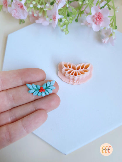 Emporte-pièce 3D en forme d'ornement feuillu de Noël pour la fabrication de bijoux en argile polymère