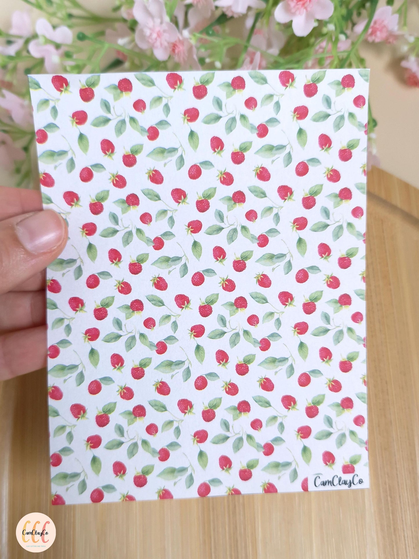Feuille de transfert soluble à l'eau pour la fabrication de bijoux en argile polymère, fruits - Raspberry 02